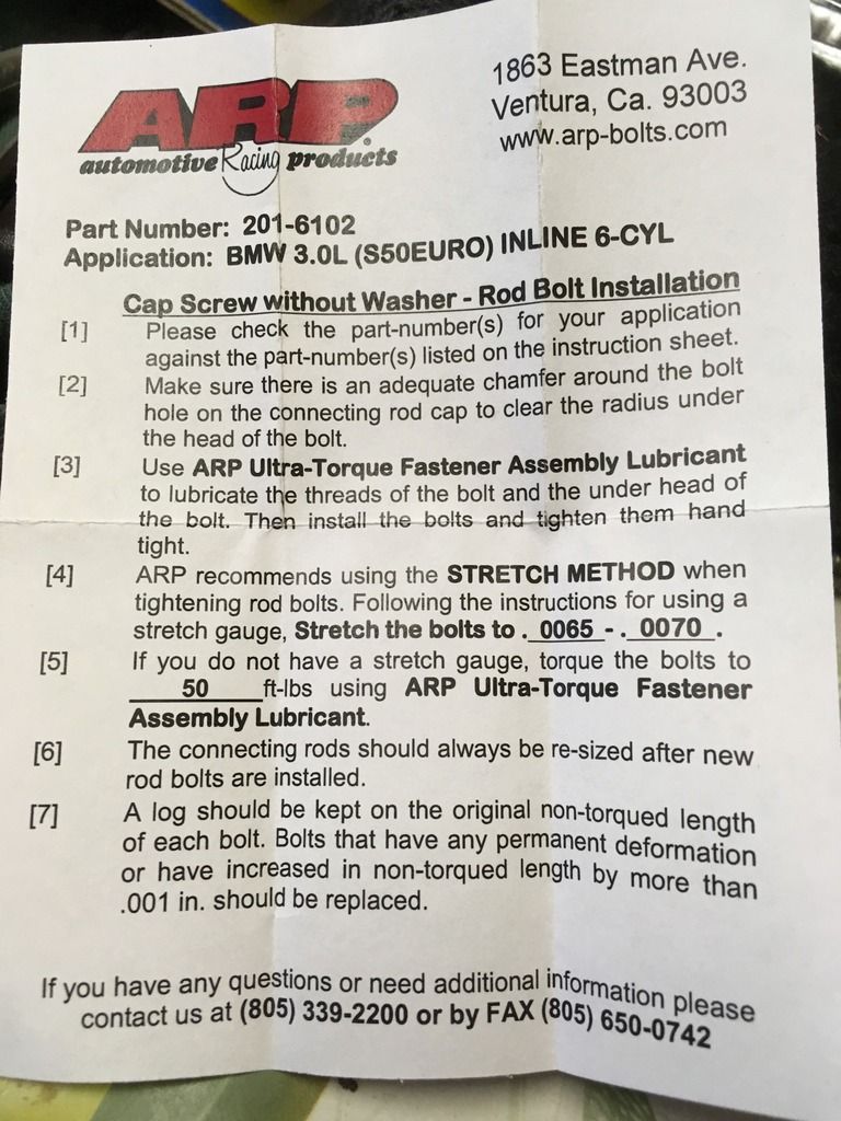 ARP rod bolt torque The M3cutters